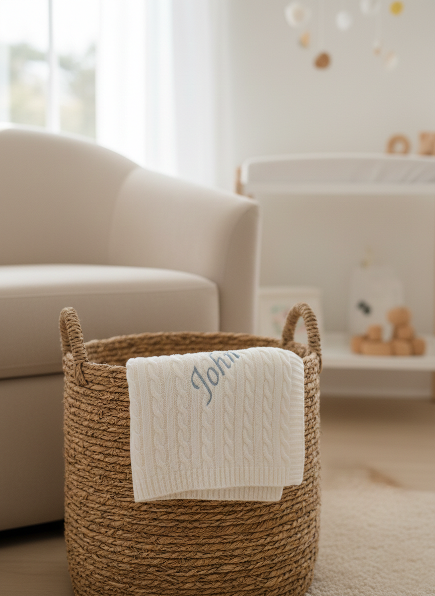 Cashmere Baby Blanket – Personalised Newborn Gift Option