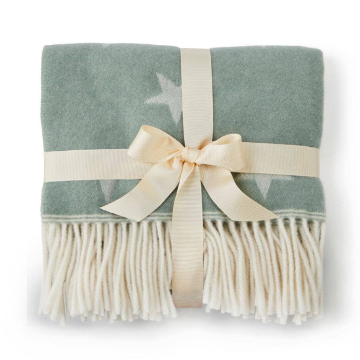 Green Merino wool personalised baby blanket with embroidered name or initials