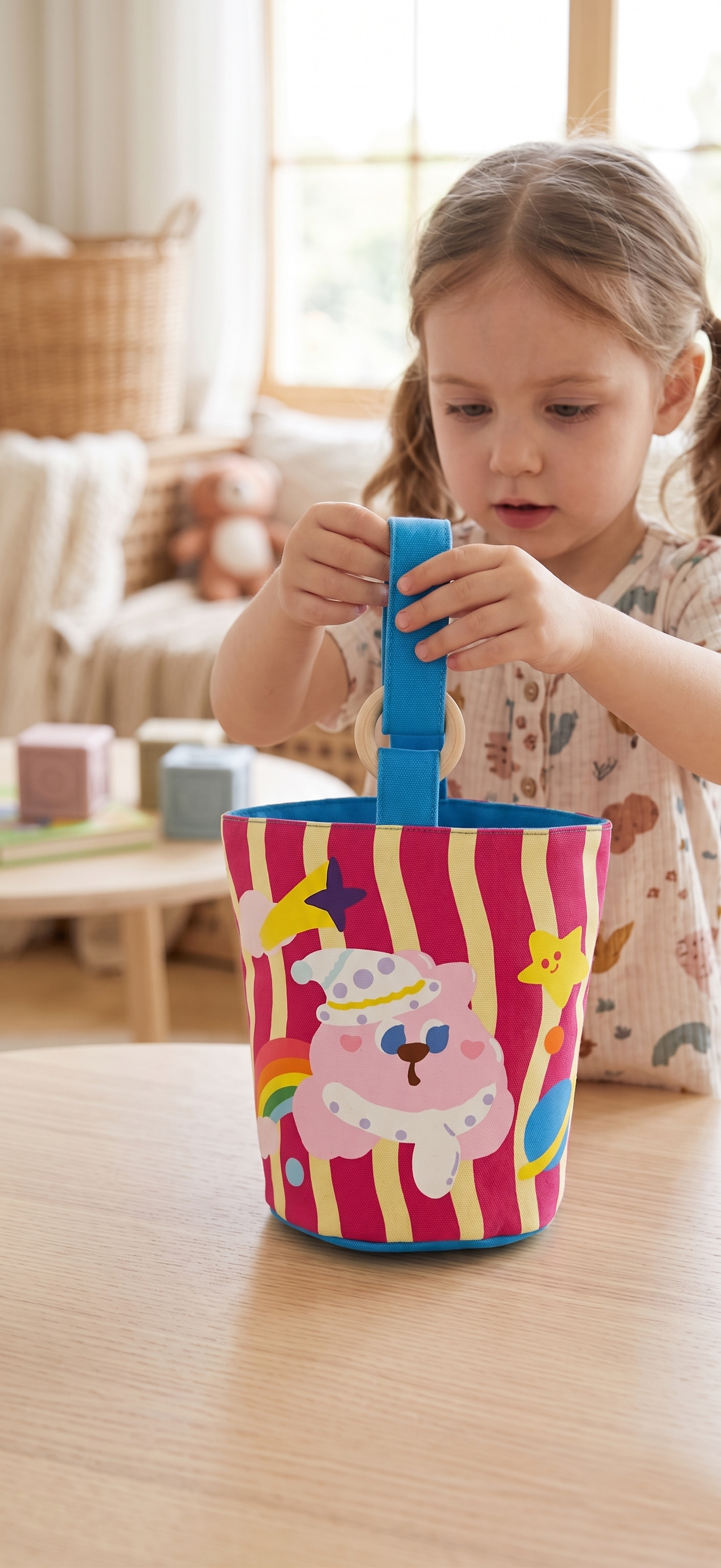 Personalised children’s tote bag with embroidered name, perfect toddler gift and nursery bag
