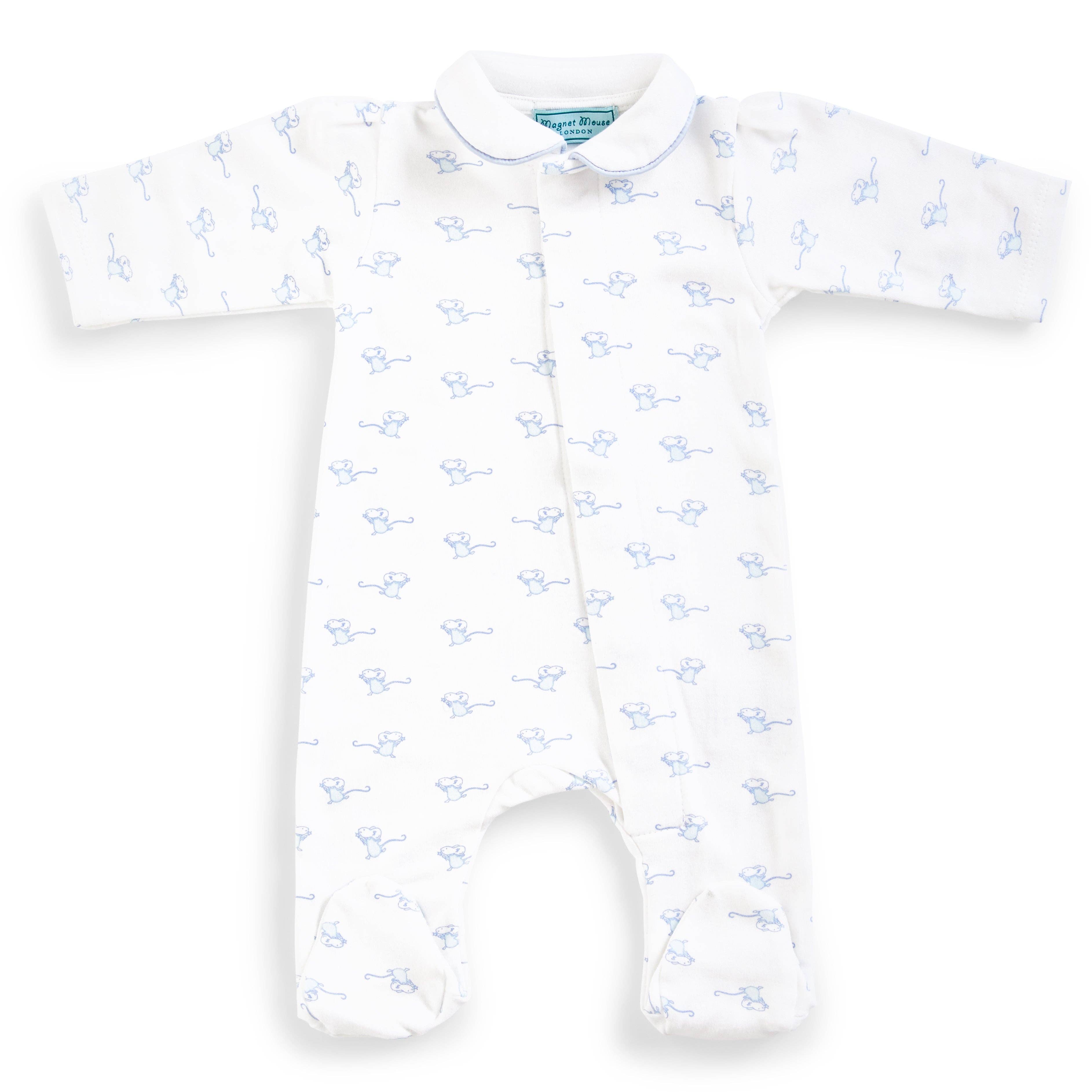 Blue Mouse Baby Boy Onesie luxury newborn cotton UK