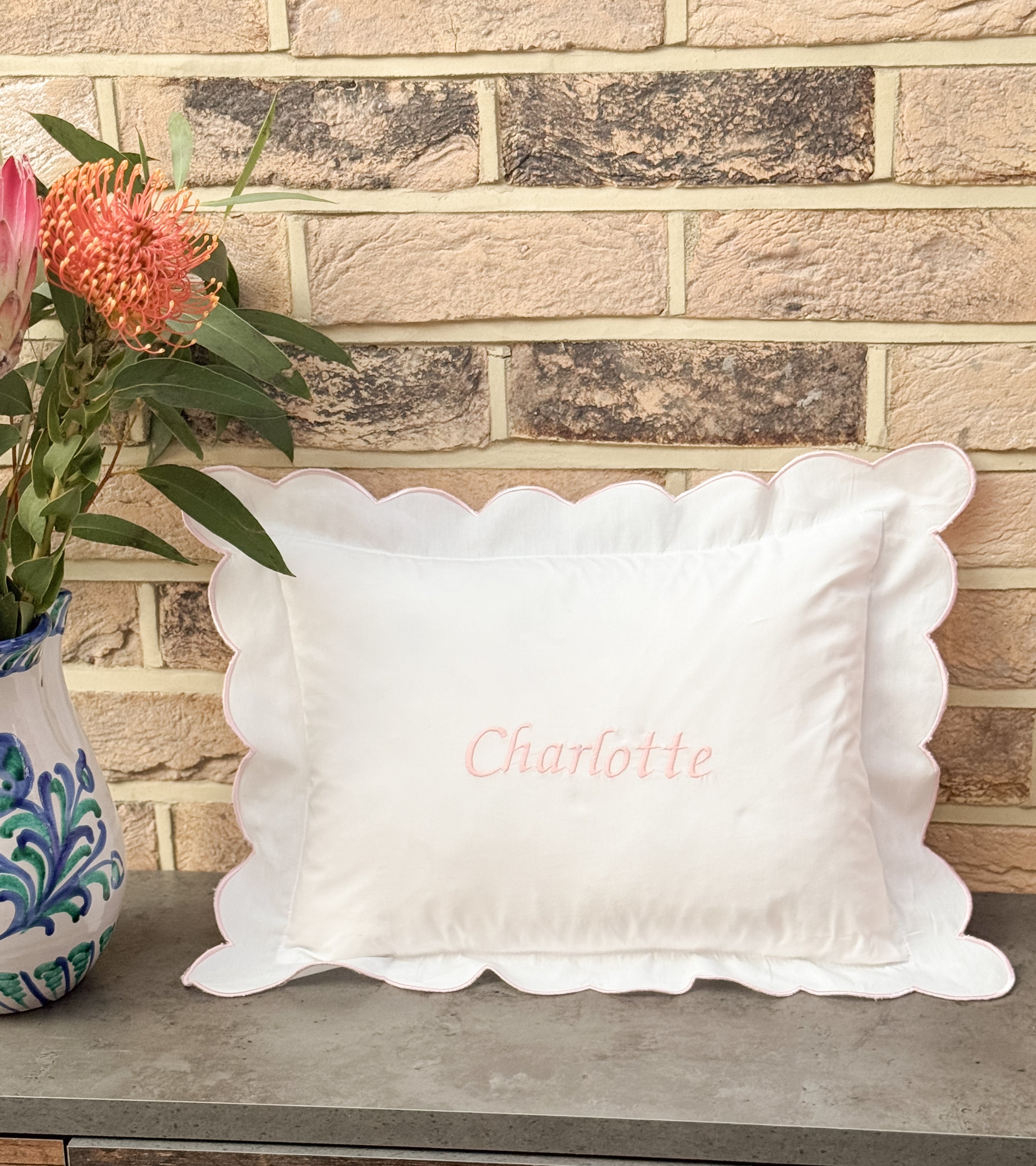 Embroidered Initial Monogram Baby Pillow