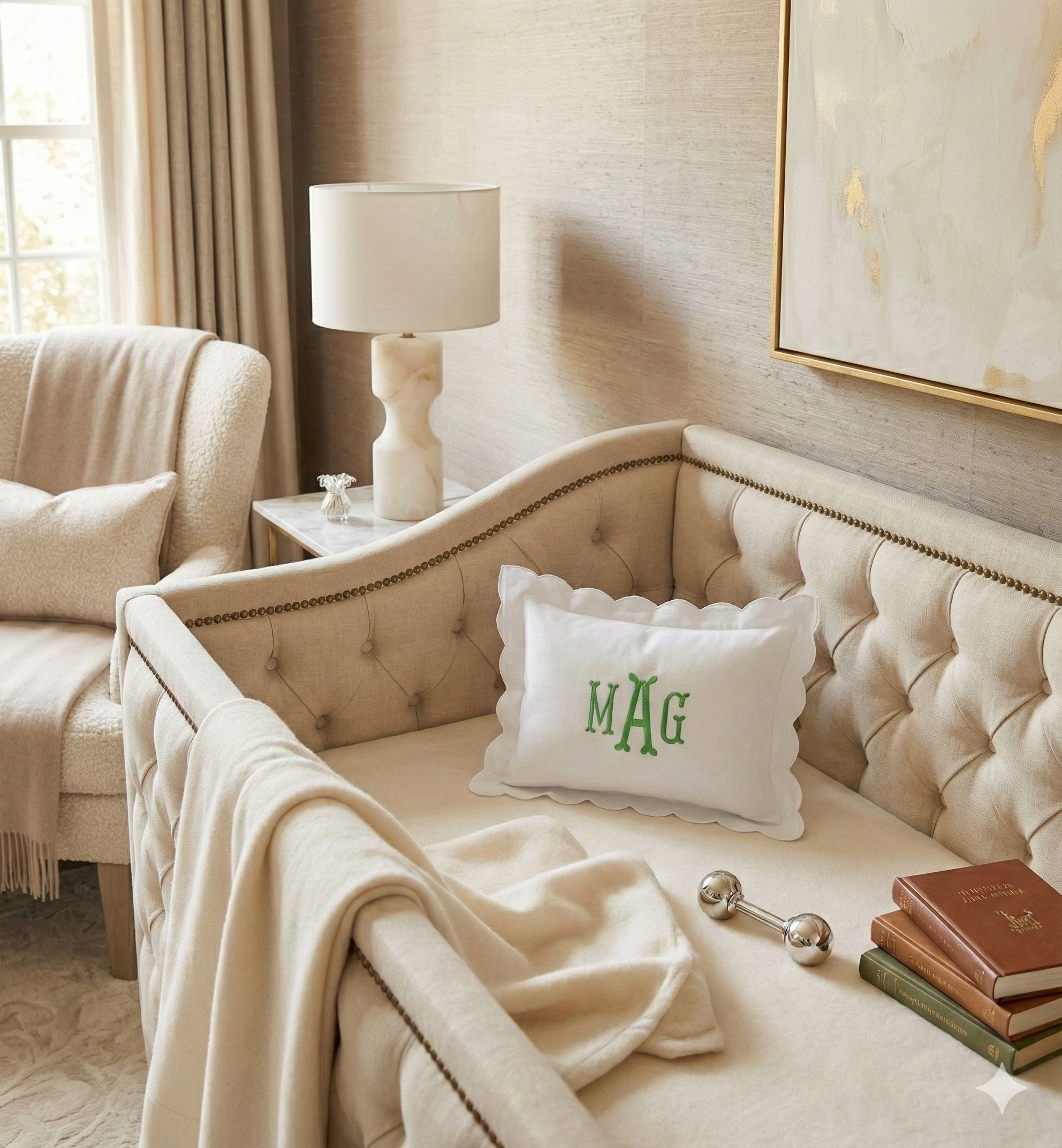 Embroidered Initial Monogram Baby Pillow