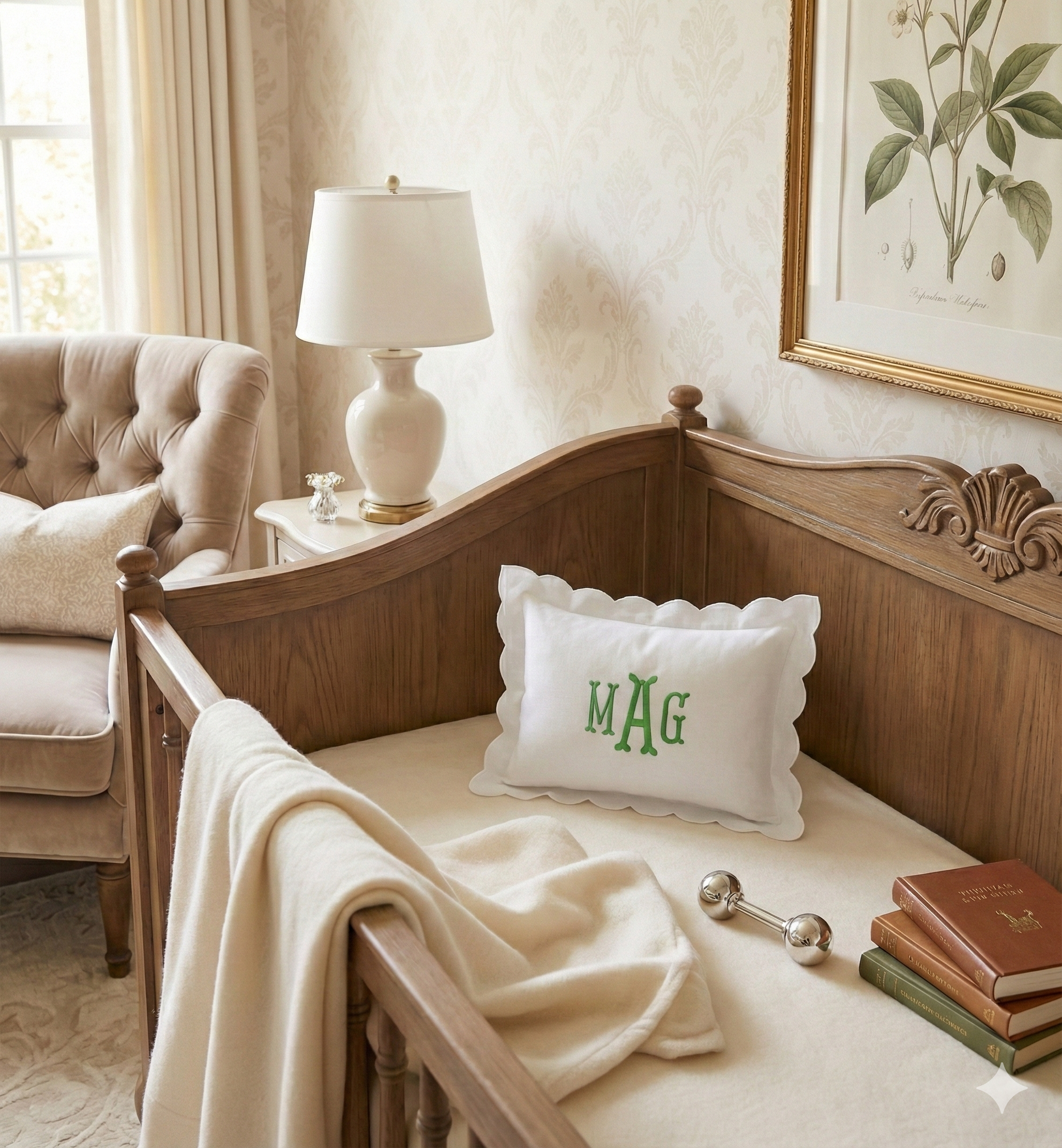 Embroidered Initial Monogram Baby Pillow