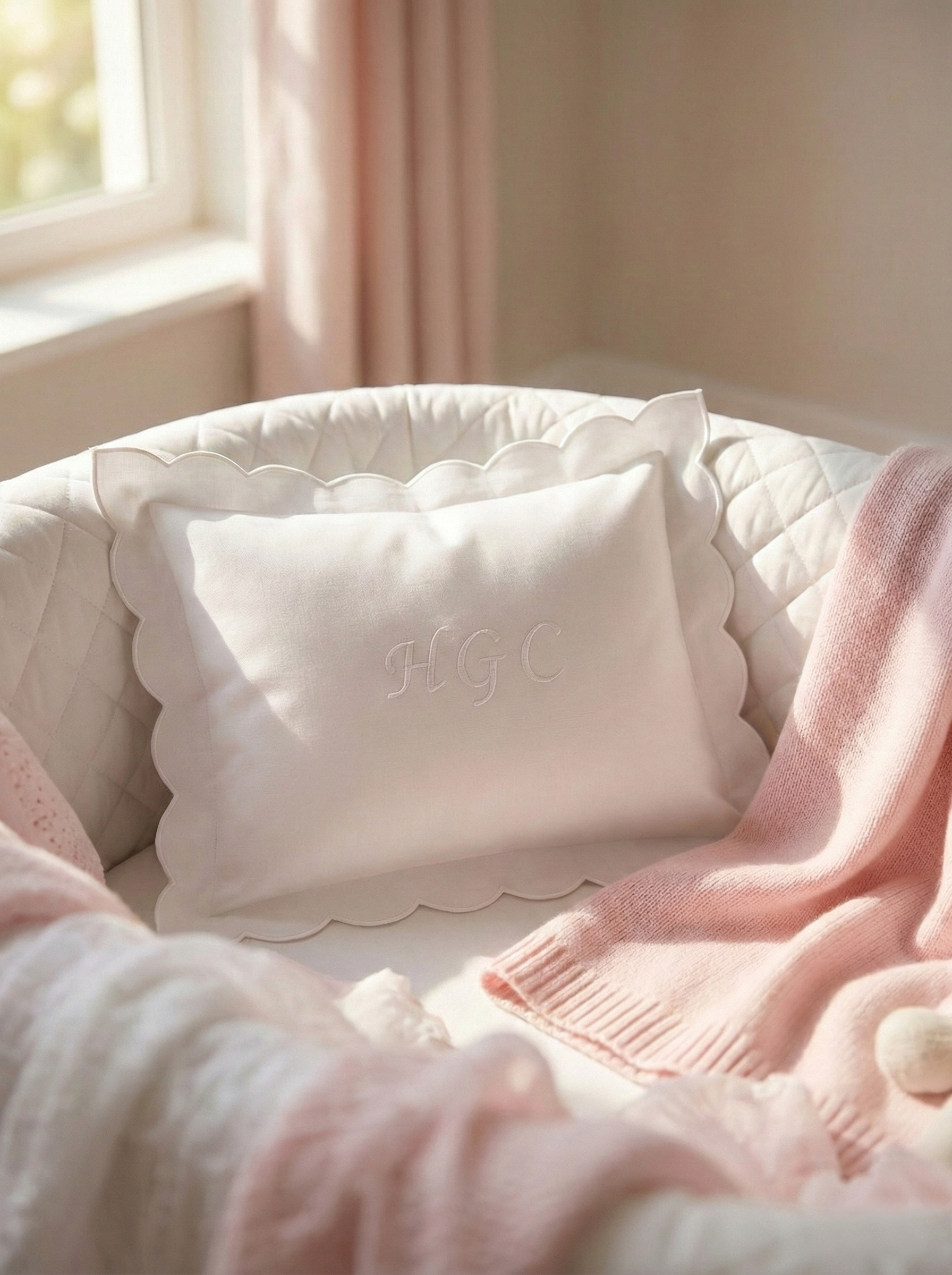 Embroidered Initial Monogram Baby Pillow