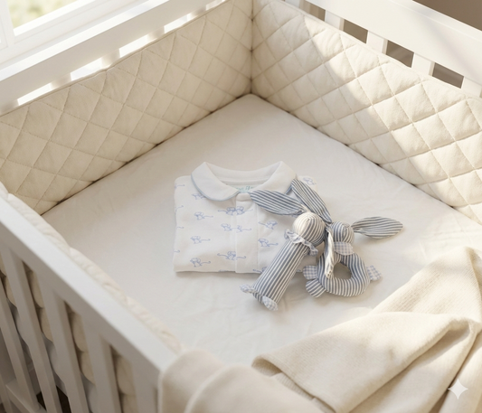 Luxury Baby Gift Box – Personalised Magnet Mouse Onesie & Blue Bunny Rattles