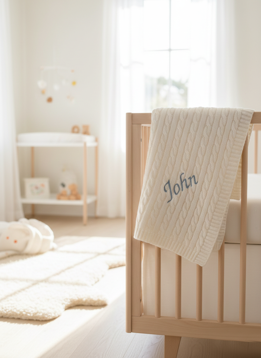 Cashmere Baby Blanket – Personalised Newborn Gift Option