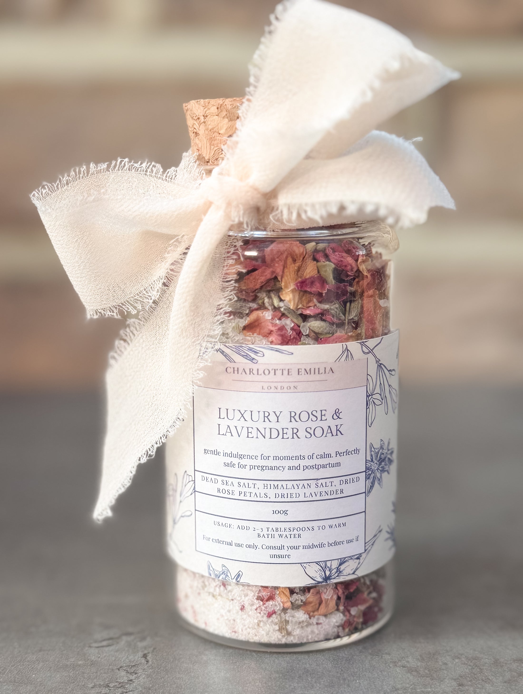 Luxury Mummy & Baby Gift Box – Wooden Rattle, Smocked Onesie & Rose Lavender Soak