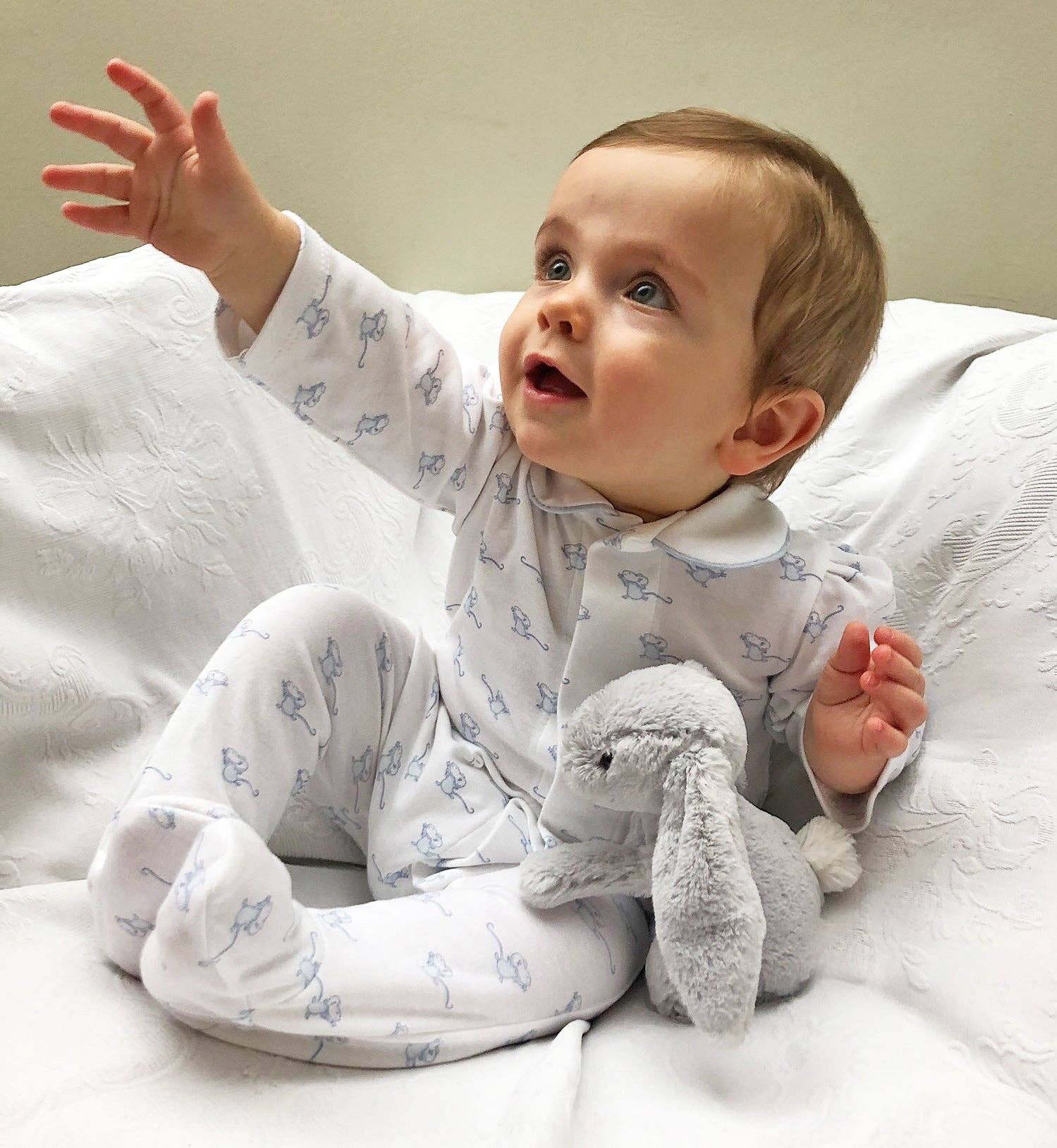 Blue Mouse Baby Boy Onesie luxury newborn cotton UK