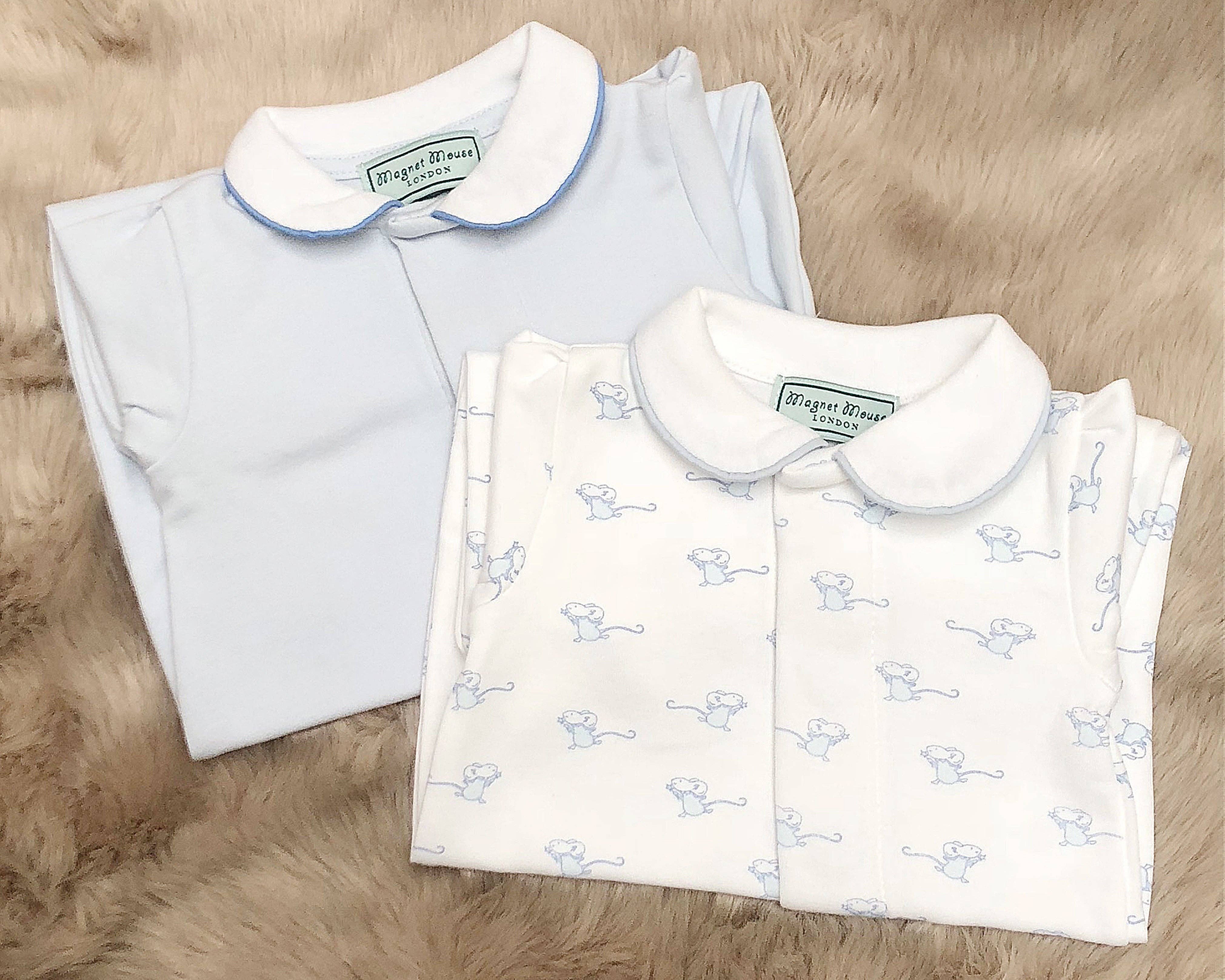 Blue Mouse Baby Boy Onesie luxury newborn cotton UK