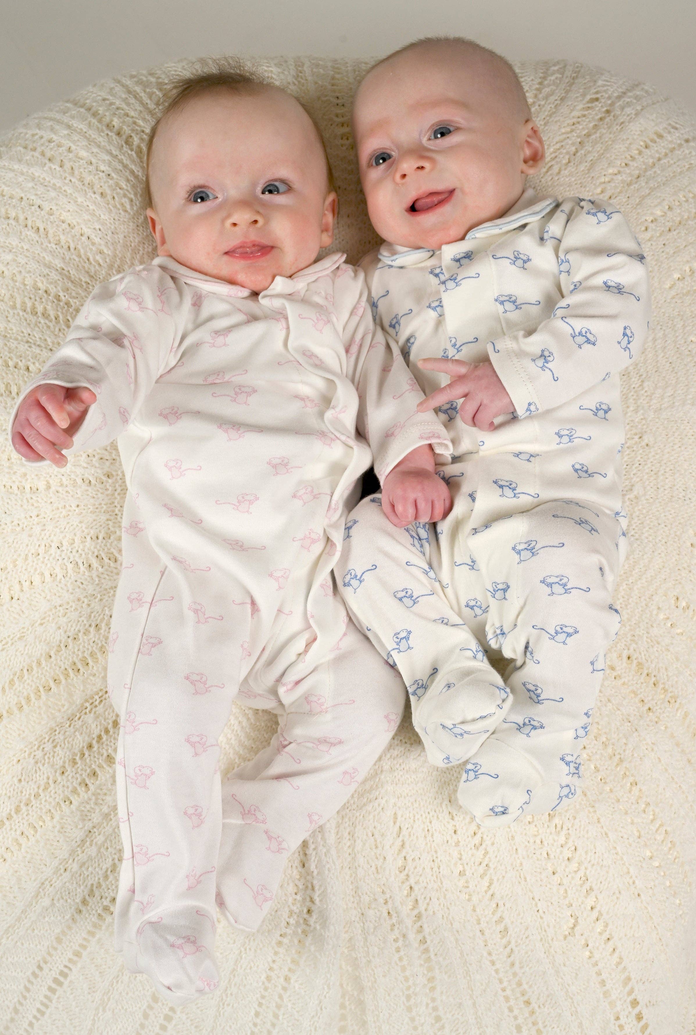 Blue Mouse Baby Boy Onesie luxury newborn cotton UK
